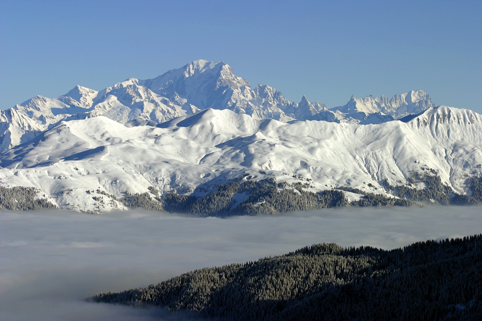 Mont Blanc au-dessus d'une mer de nuages